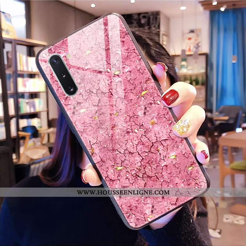 Étui Samsung Galaxy Note 10 Verre Personnalité Coque Rouge Téléphone Portable Tendance Étoile