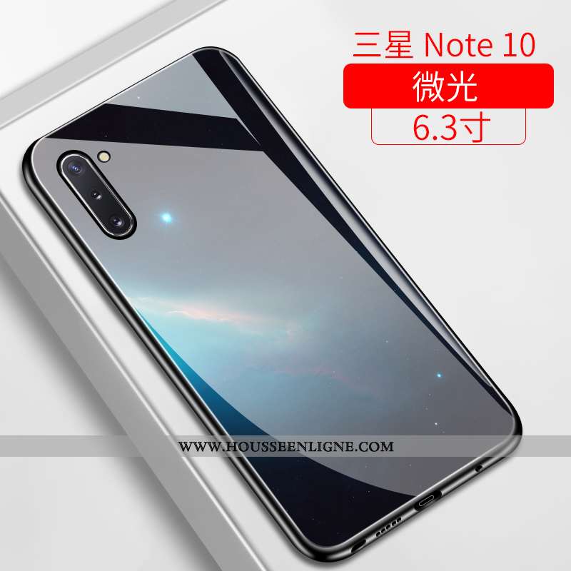 Étui Samsung Galaxy Note 10 Verre Ultra Téléphone Portable Incassable Étoile Bleu Marin Miroir Bleu 