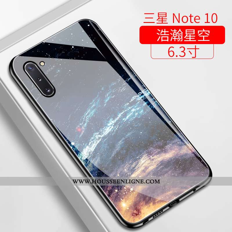 Étui Samsung Galaxy Note 10 Verre Ultra Téléphone Portable Incassable Étoile Bleu Marin Miroir Bleu 