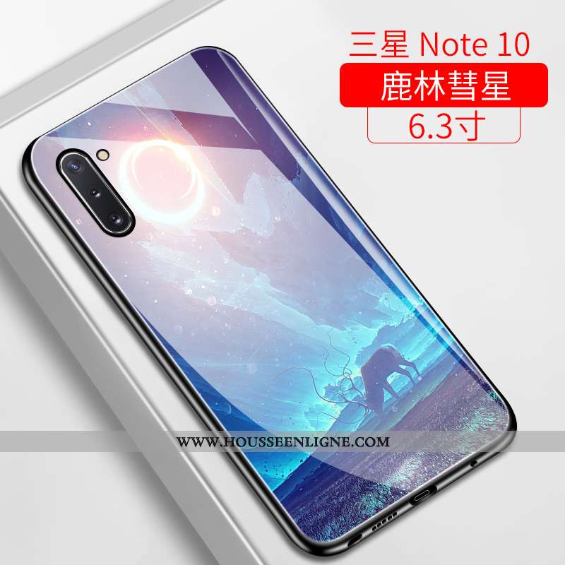 Étui Samsung Galaxy Note 10 Verre Ultra Téléphone Portable Incassable Étoile Bleu Marin Miroir Bleu 