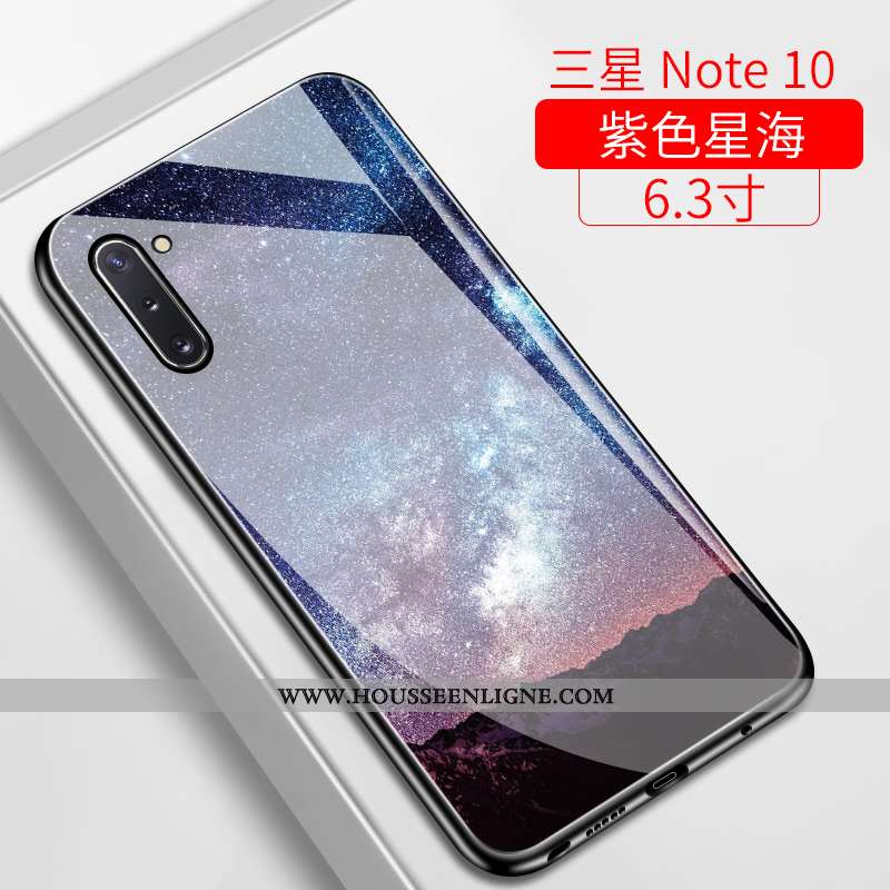 Étui Samsung Galaxy Note 10 Verre Ultra Téléphone Portable Incassable Étoile Bleu Marin Miroir Bleu 