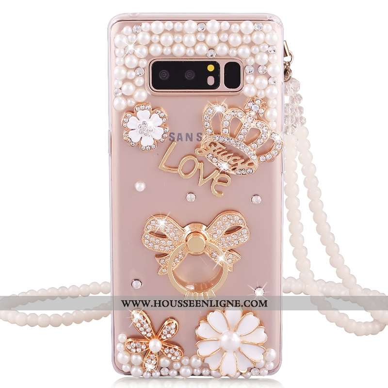 Étui Samsung Galaxy Note 8 Créatif Cou Suspendu Strass Fluide Doux Anneau Téléphone Portable Coque D