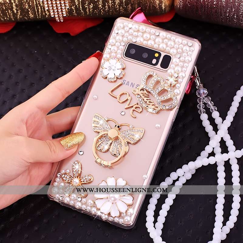 Étui Samsung Galaxy Note 8 Créatif Cou Suspendu Strass Fluide Doux Anneau Téléphone Portable Coque D