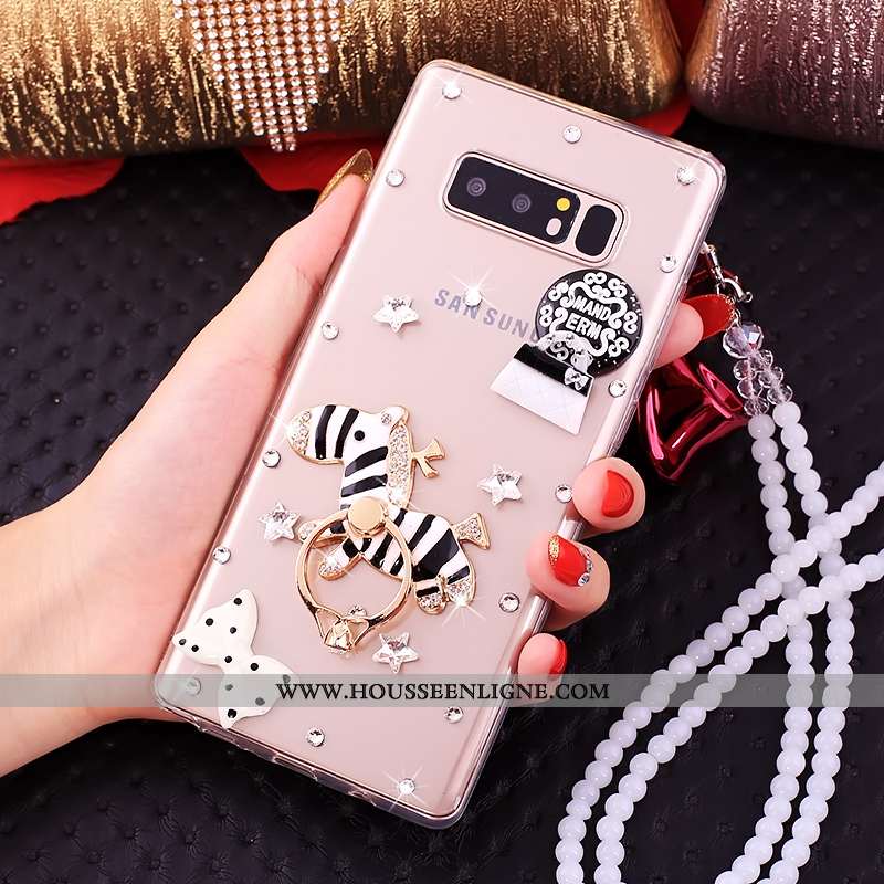 Étui Samsung Galaxy Note 8 Créatif Cou Suspendu Strass Fluide Doux Anneau Téléphone Portable Coque D