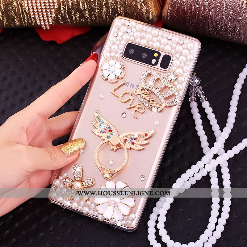 Étui Samsung Galaxy Note 8 Créatif Cou Suspendu Strass Fluide Doux Anneau Téléphone Portable Coque D