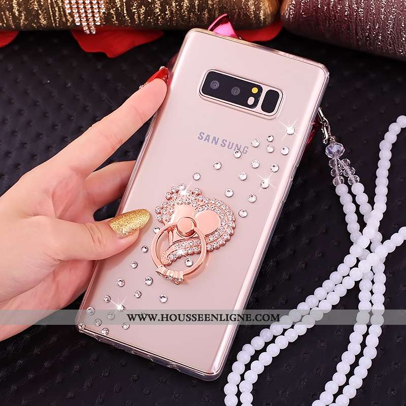 Étui Samsung Galaxy Note 8 Créatif Cou Suspendu Strass Fluide Doux Anneau Téléphone Portable Coque D