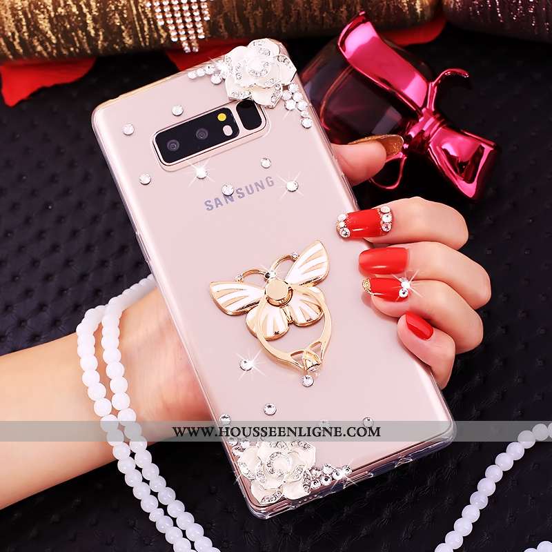 Étui Samsung Galaxy Note 8 Créatif Cou Suspendu Strass Fluide Doux Anneau Téléphone Portable Coque D
