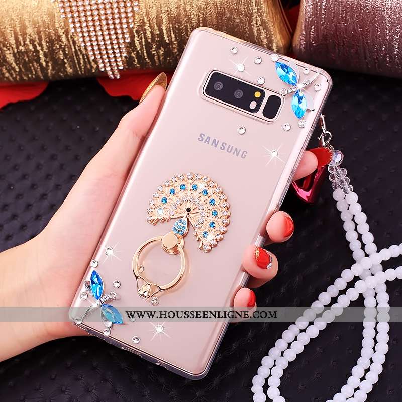Étui Samsung Galaxy Note 8 Créatif Cou Suspendu Strass Fluide Doux Anneau Téléphone Portable Coque D