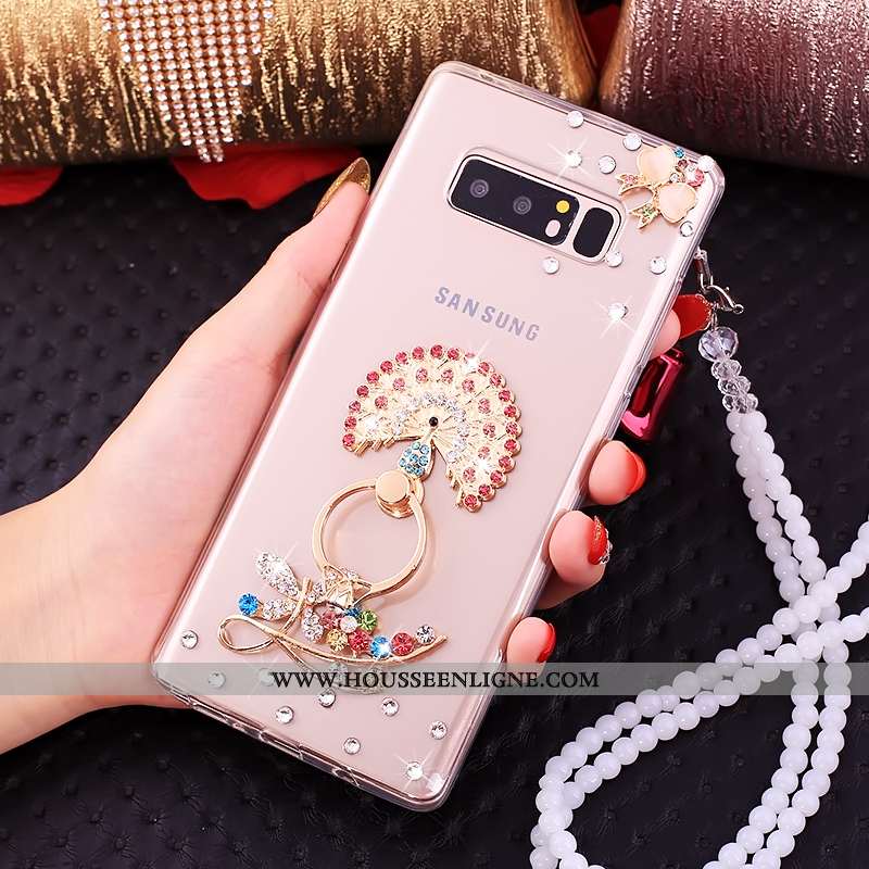 Étui Samsung Galaxy Note 8 Créatif Cou Suspendu Strass Fluide Doux Anneau Téléphone Portable Coque D