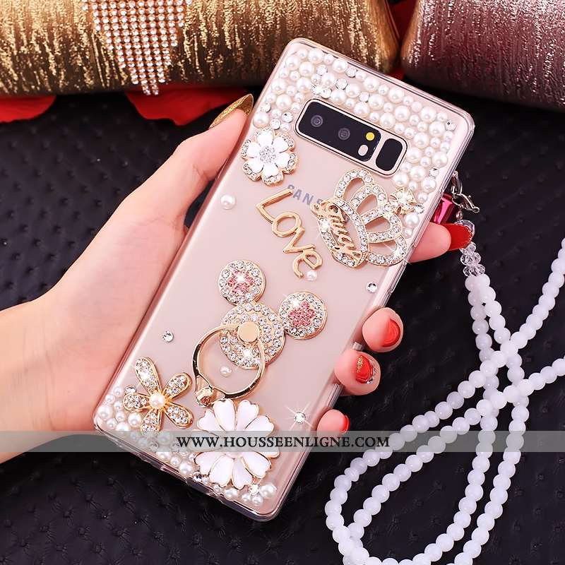 Étui Samsung Galaxy Note 8 Créatif Cou Suspendu Strass Fluide Doux Anneau Téléphone Portable Coque D