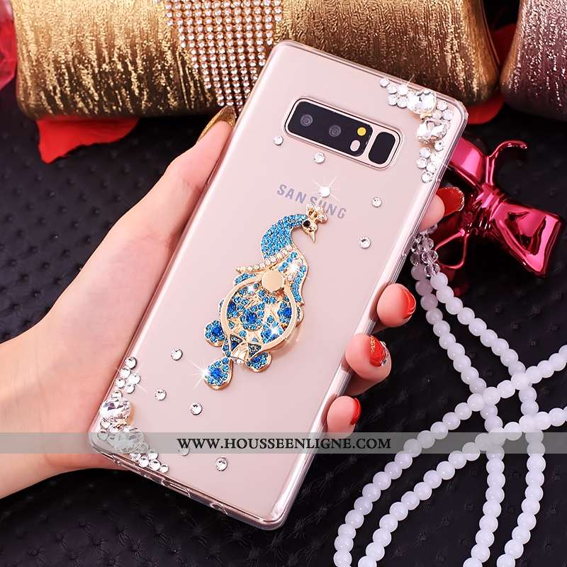 Étui Samsung Galaxy Note 8 Créatif Cou Suspendu Strass Fluide Doux Anneau Téléphone Portable Coque D