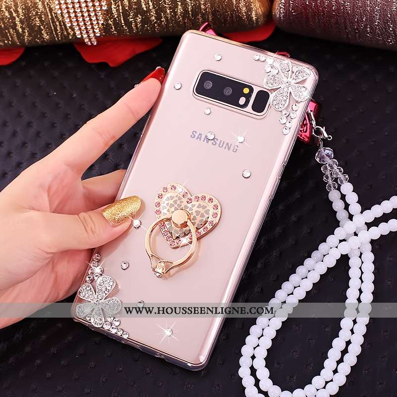 Étui Samsung Galaxy Note 8 Créatif Cou Suspendu Strass Fluide Doux Anneau Téléphone Portable Coque D