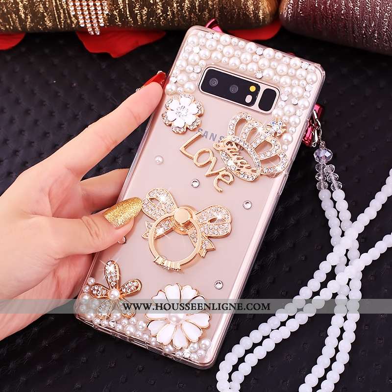 Étui Samsung Galaxy Note 8 Créatif Cou Suspendu Strass Fluide Doux Anneau Téléphone Portable Coque D