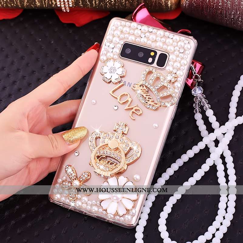 Étui Samsung Galaxy Note 8 Créatif Cou Suspendu Strass Fluide Doux Anneau Téléphone Portable Coque D