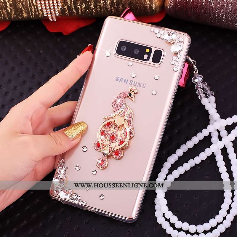 Étui Samsung Galaxy Note 8 Créatif Cou Suspendu Strass Fluide Doux Anneau Téléphone Portable Coque D