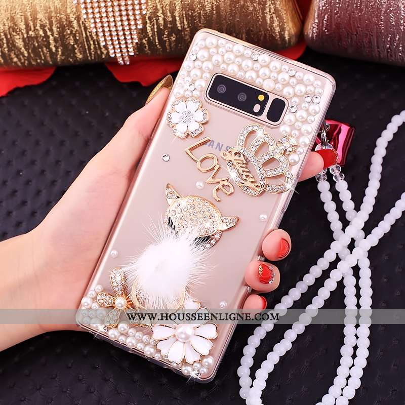 Étui Samsung Galaxy Note 8 Créatif Cou Suspendu Strass Fluide Doux Anneau Téléphone Portable Coque D