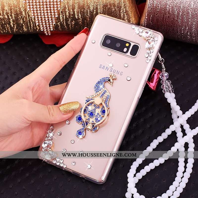 Étui Samsung Galaxy Note 8 Créatif Cou Suspendu Strass Fluide Doux Anneau Téléphone Portable Coque D