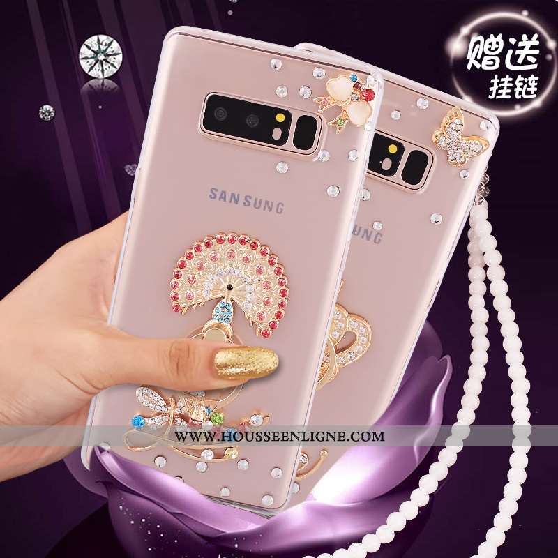 Étui Samsung Galaxy Note 8 Créatif Cou Suspendu Strass Fluide Doux Anneau Téléphone Portable Coque D