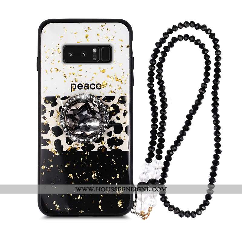 Étui Samsung Galaxy Note 8 Incruster Strass Ornements Suspendus Net Rouge Modèle Fleurie Tendance An
