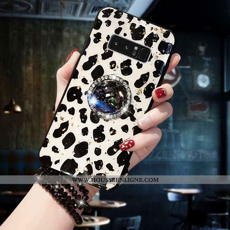 Étui Samsung Galaxy Note 8 Incruster Strass Ornements Suspendus Net Rouge Modèle Fleurie Tendance An