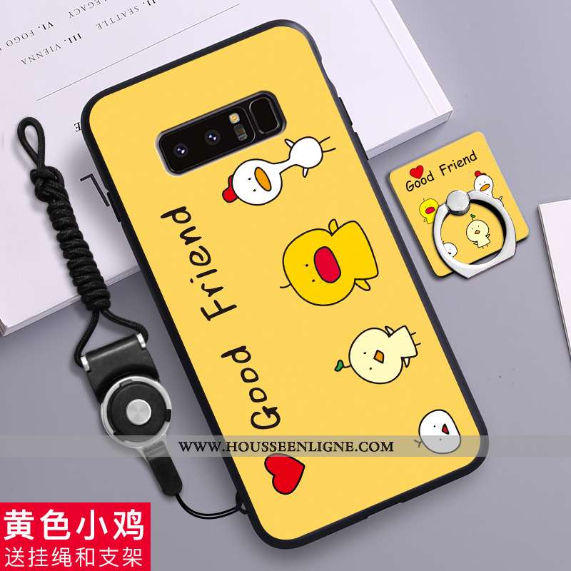 Étui Samsung Galaxy Note 8 Silicone Délavé En Daim Amoureux Dessin Animé Tout Compris Tendance Jaune