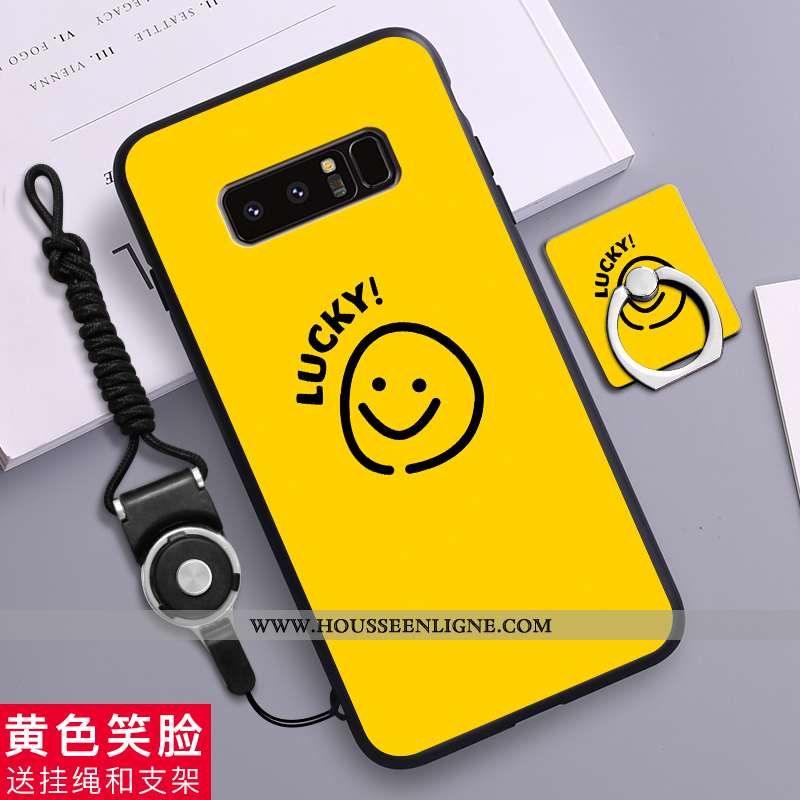Étui Samsung Galaxy Note 8 Silicone Délavé En Daim Amoureux Dessin Animé Tout Compris Tendance Jaune