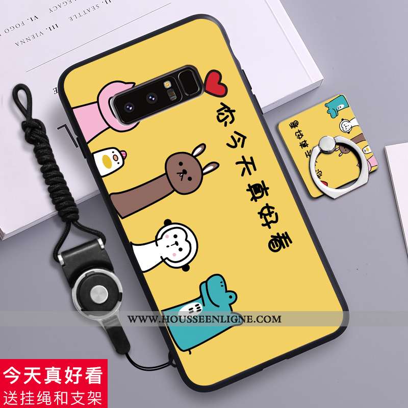 Étui Samsung Galaxy Note 8 Silicone Délavé En Daim Amoureux Dessin Animé Tout Compris Tendance Jaune
