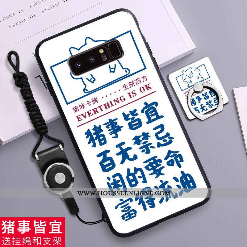 Étui Samsung Galaxy Note 8 Silicone Délavé En Daim Amoureux Dessin Animé Tout Compris Tendance Jaune