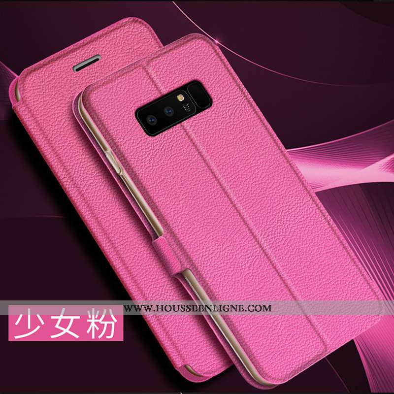 Étui Samsung Galaxy Note 8 Tendance Cuir Rouge Tout Compris Clamshell Téléphone Portable Incassable 