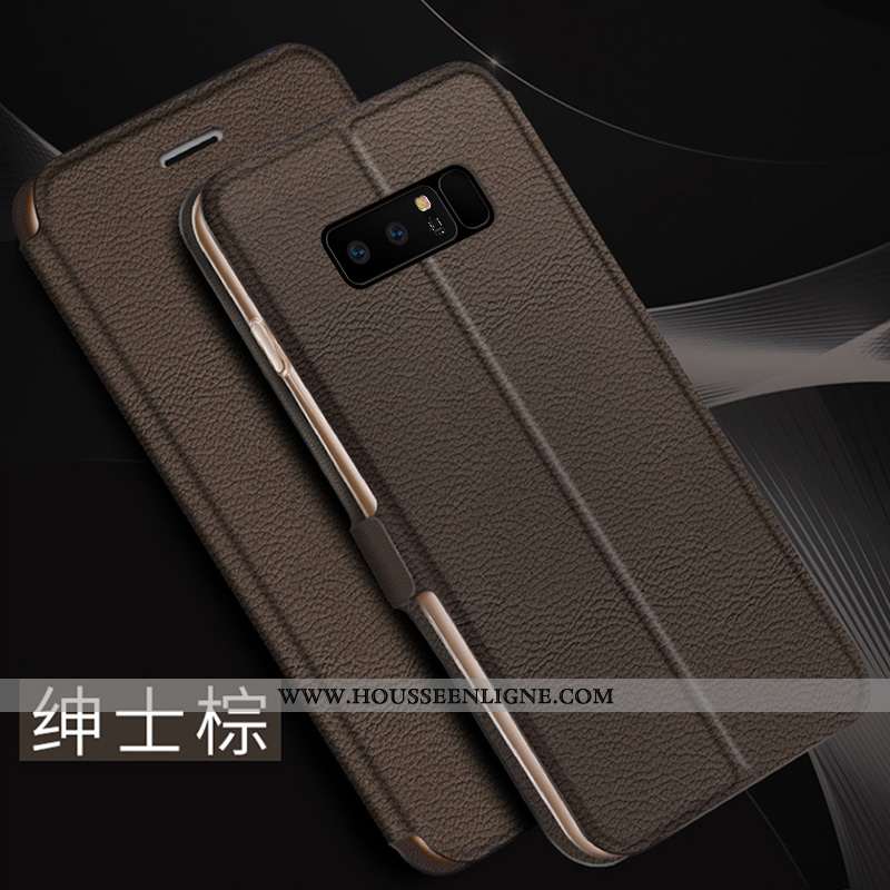 Étui Samsung Galaxy Note 8 Tendance Cuir Rouge Tout Compris Clamshell Téléphone Portable Incassable 