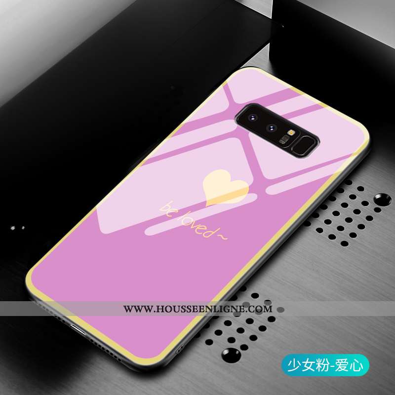 Étui Samsung Galaxy Note 8 Verre Silicone Téléphone Portable Étoile Amour Rose Protection