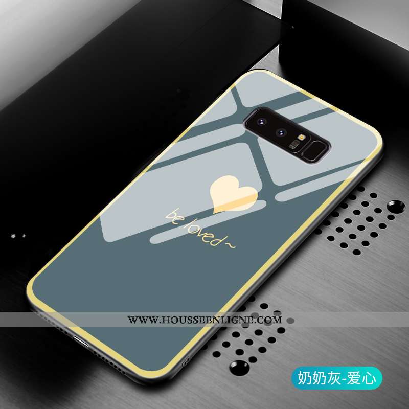 Étui Samsung Galaxy Note 8 Verre Silicone Téléphone Portable Étoile Amour Rose Protection