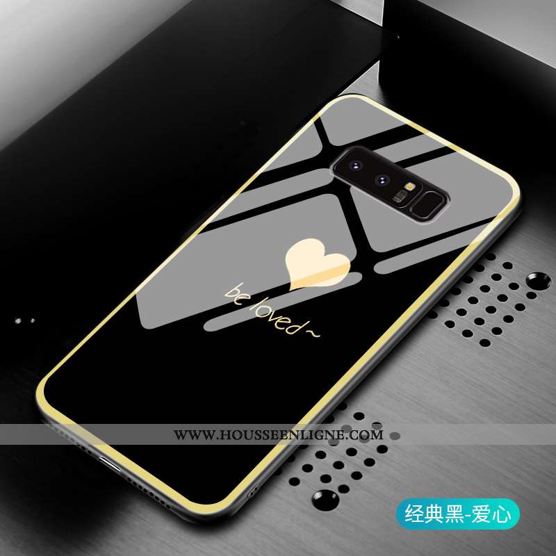 Étui Samsung Galaxy Note 8 Verre Silicone Téléphone Portable Étoile Amour Rose Protection