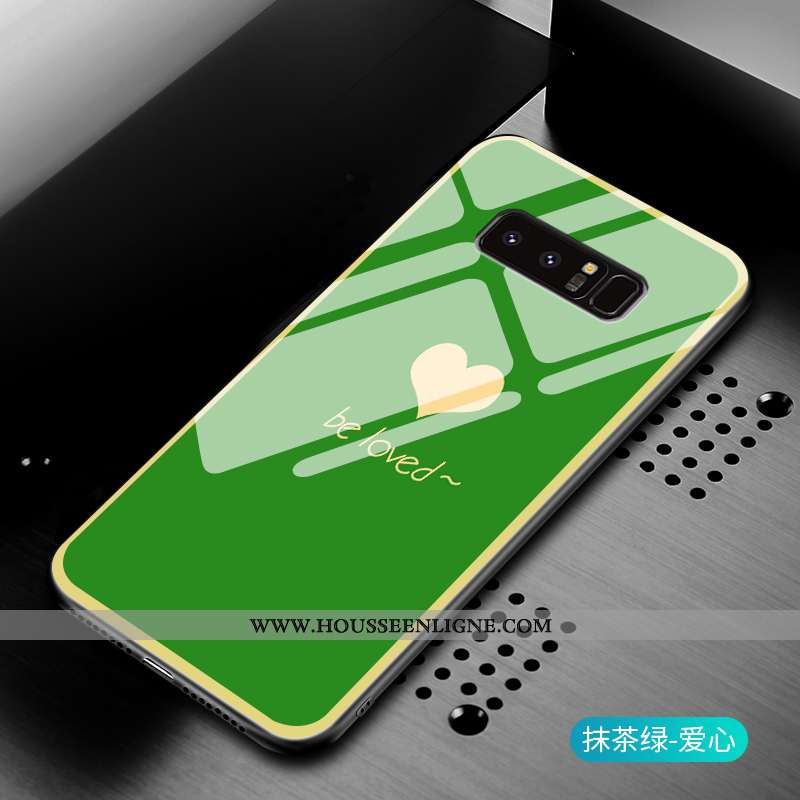 Étui Samsung Galaxy Note 8 Verre Silicone Téléphone Portable Étoile Amour Rose Protection