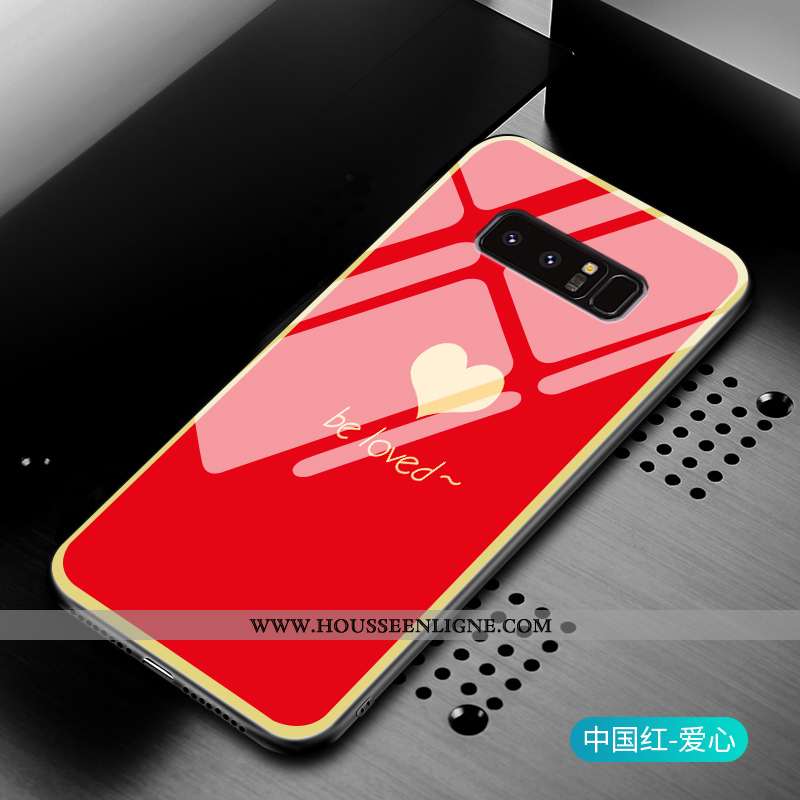 Étui Samsung Galaxy Note 8 Verre Silicone Téléphone Portable Étoile Amour Rose Protection