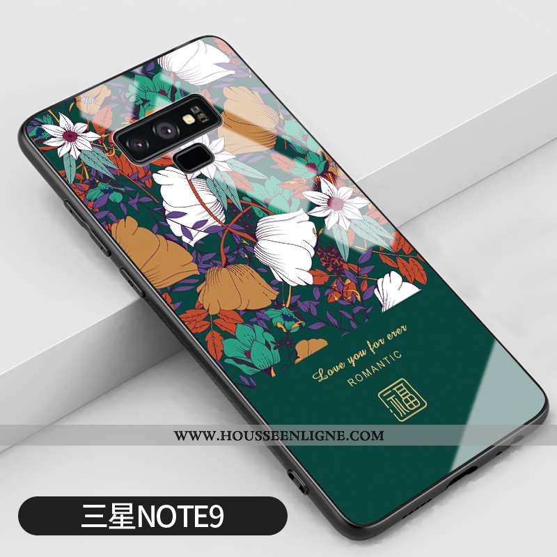 Étui Samsung Galaxy Note 9 Créatif Vintage Silicone Vert Protection Difficile Net Rouge Verte