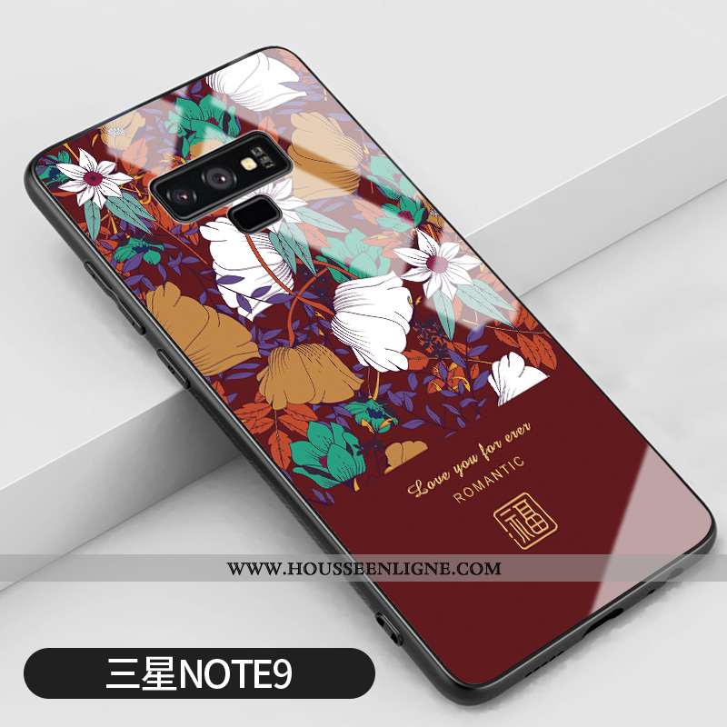 Étui Samsung Galaxy Note 9 Créatif Vintage Silicone Vert Protection Difficile Net Rouge Verte