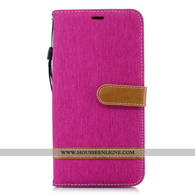 Étui Samsung Galaxy Note 9 Protection Portefeuille Rouge En Denim Tout Compris Cuir Rose