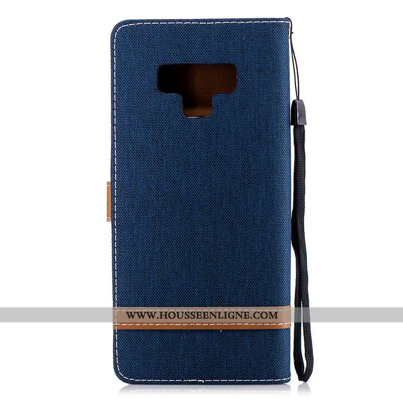 Étui Samsung Galaxy Note 9 Protection Portefeuille Rouge En Denim Tout Compris Cuir Rose