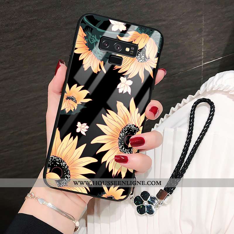 Étui Samsung Galaxy Note 9 Protection Verre Tempérer Cœur Tout Compris Téléphone Portable Noir