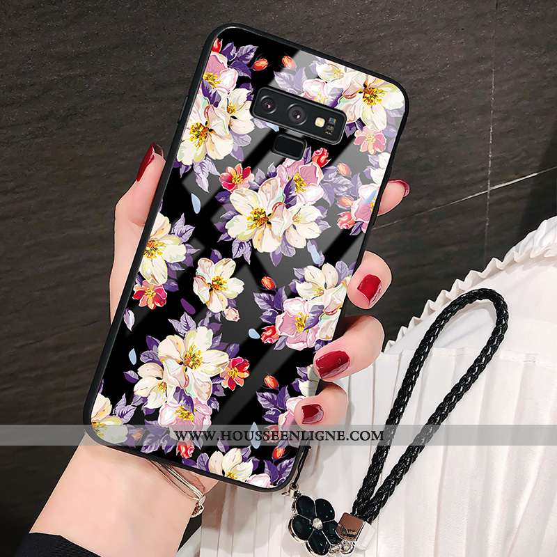 Étui Samsung Galaxy Note 9 Protection Verre Tempérer Cœur Tout Compris Téléphone Portable Noir