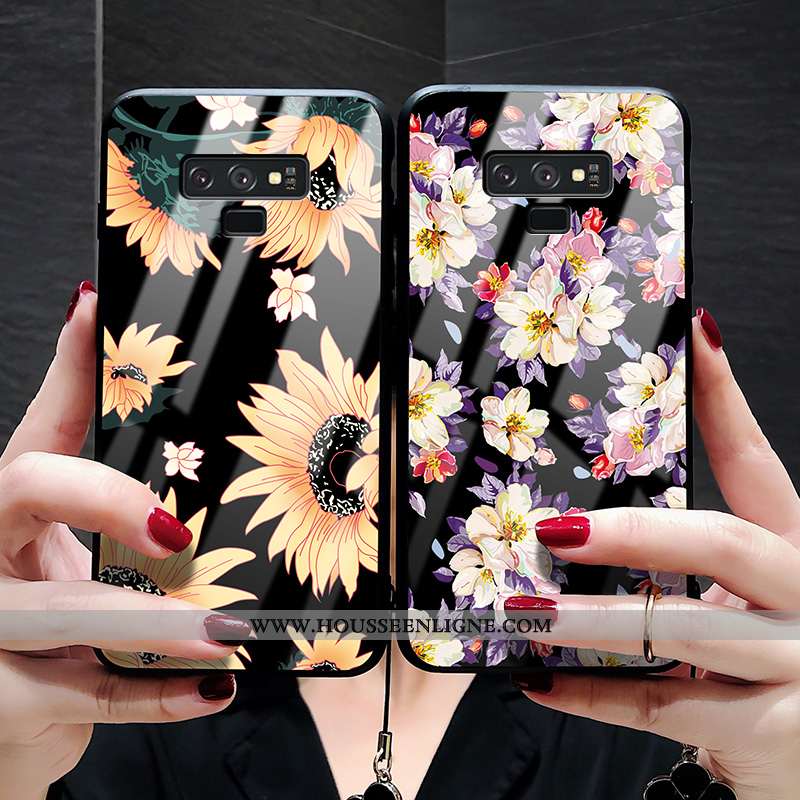 Étui Samsung Galaxy Note 9 Protection Verre Tempérer Cœur Tout Compris Téléphone Portable Noir