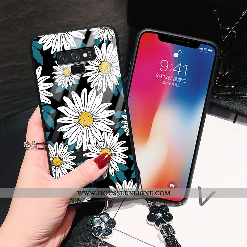 Étui Samsung Galaxy Note 9 Protection Verre Tempérer Cœur Tout Compris Téléphone Portable Noir