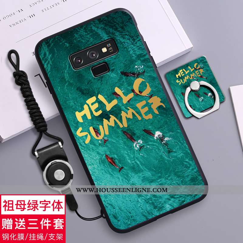 Étui Samsung Galaxy Note 9 Silicone Délavé En Daim Amoureux Tout Compris Coque Fluide Doux Verte