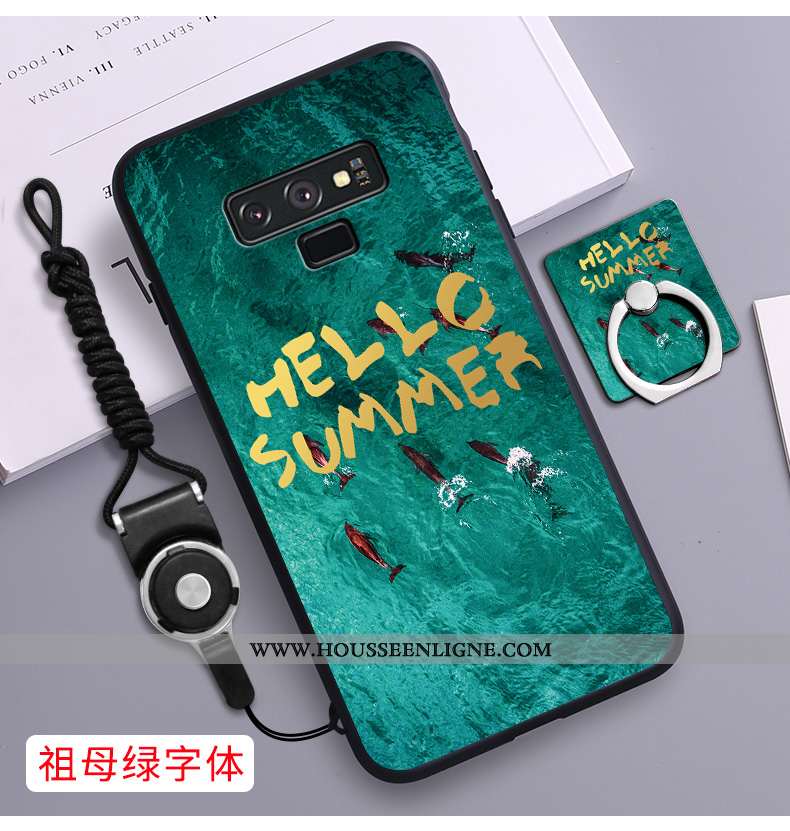 Étui Samsung Galaxy Note 9 Silicone Délavé En Daim Amoureux Tout Compris Coque Fluide Doux Verte