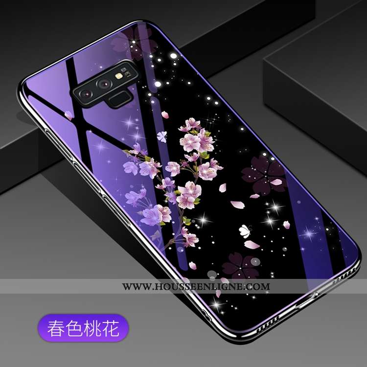 Étui Samsung Galaxy Note 9 Verre Mode Violet Téléphone Portable Étoile Coque