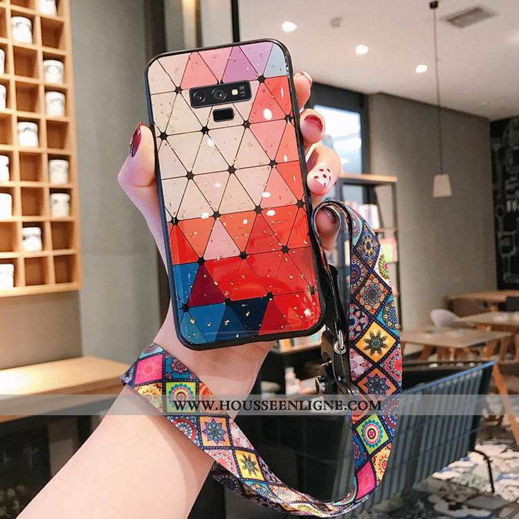 Étui Samsung Galaxy Note 9 Verre Tendance Téléphone Portable Vent Europe Net Rouge