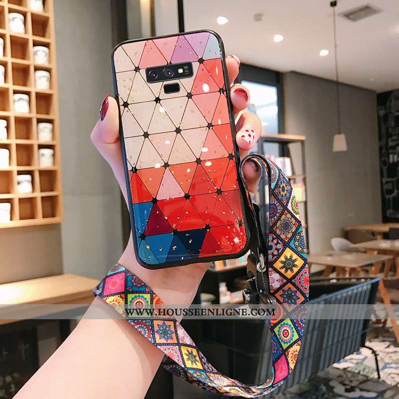 Étui Samsung Galaxy Note 9 Verre Tendance Téléphone Portable Vent Europe Net Rouge