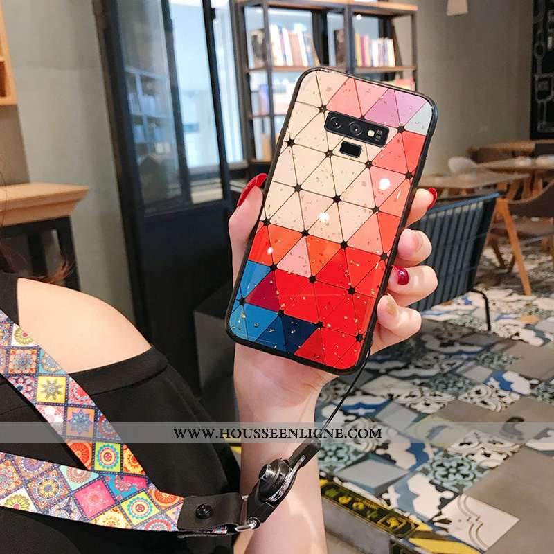 Étui Samsung Galaxy Note 9 Verre Tendance Téléphone Portable Vent Europe Net Rouge