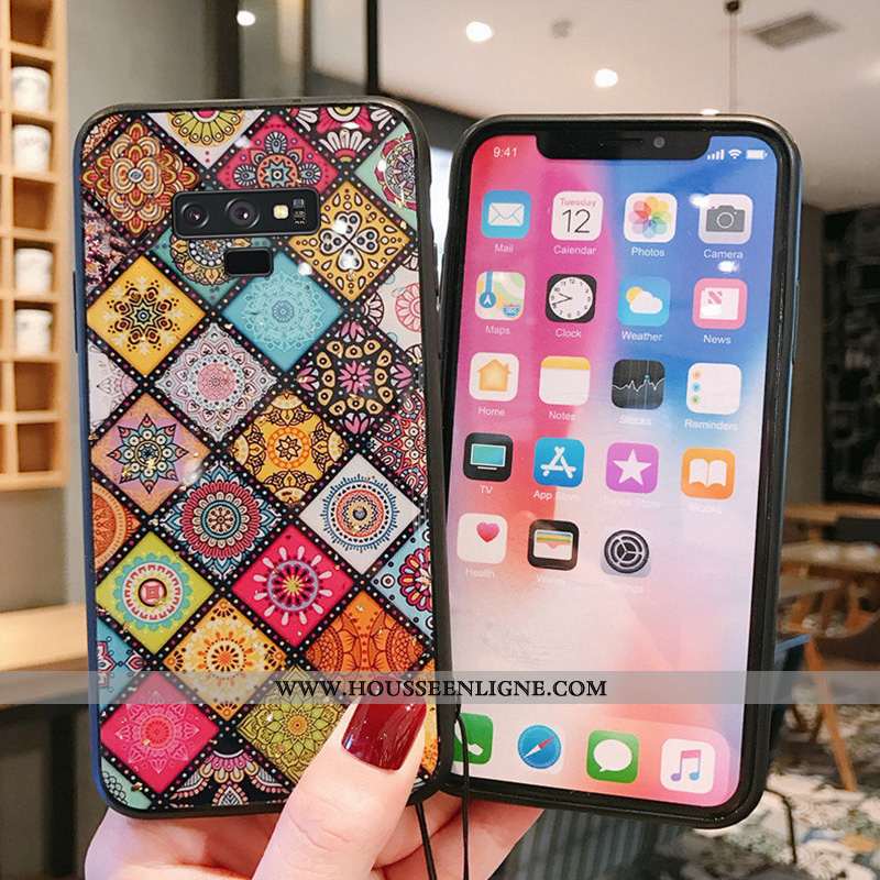 Étui Samsung Galaxy Note 9 Verre Tendance Téléphone Portable Vent Europe Net Rouge